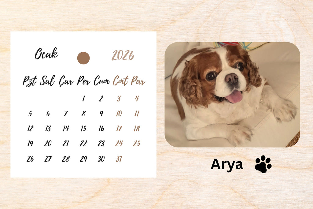 Fotoğraflı Minimal Ahşap Masa Takvimi – Kişiye Özel Standlı Takvim