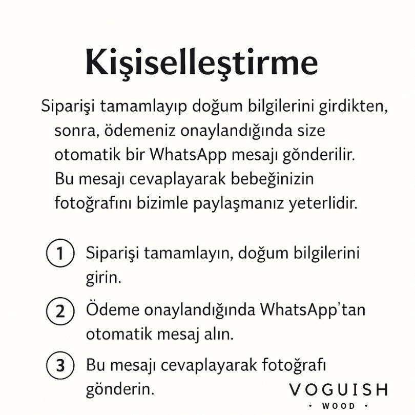 Fotoğraflı Erkek Bebek Doğum Panosu – Kişiye Özel Huş Ahşap, 2 Boy Seçenekli (10×15 / 15×22,5)