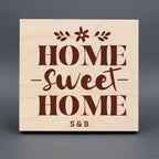 Home Sweet Home Ahşap Pano – Kişiye Özel Baş Harfli Yeni Ev Hediyesi