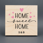 Home Sweet Home Kalpli Ahşap Pano – Kişiye Özel Baş Harfli Yeni Ev Hediyesi